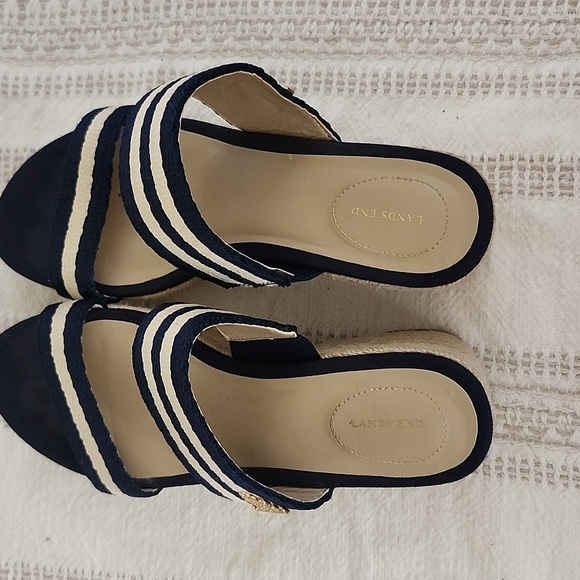 Lands End Slip On Espadrille Sandals Coastal Nautical Womens 7 - Picture 6 of 10